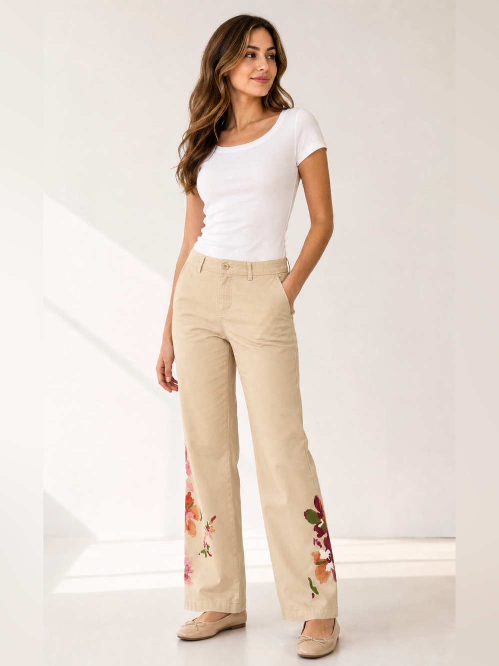 Dana Buchman Beige Petite Chino Pants, 100% cotton, petite 8